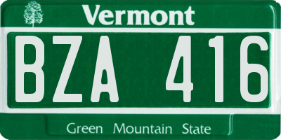 VT license plate BZA416