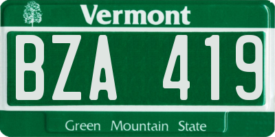 VT license plate BZA419