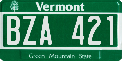 VT license plate BZA421