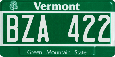 VT license plate BZA422