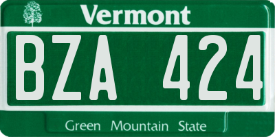 VT license plate BZA424