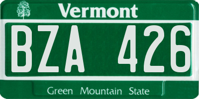 VT license plate BZA426