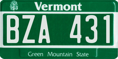 VT license plate BZA431
