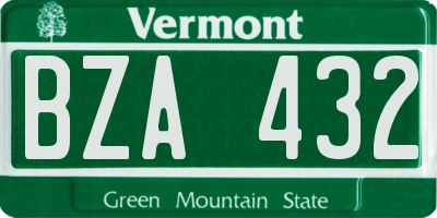 VT license plate BZA432