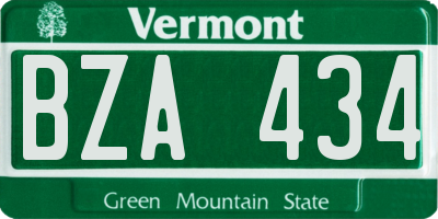 VT license plate BZA434