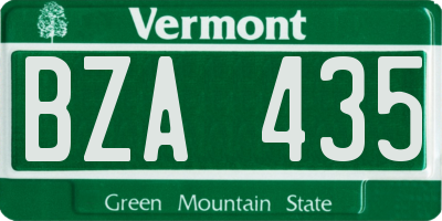VT license plate BZA435
