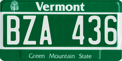 VT license plate BZA436