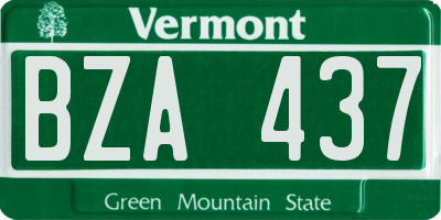 VT license plate BZA437