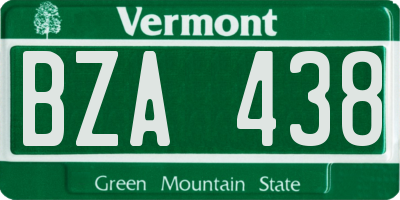 VT license plate BZA438