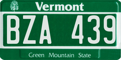 VT license plate BZA439