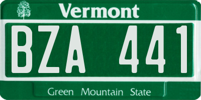 VT license plate BZA441