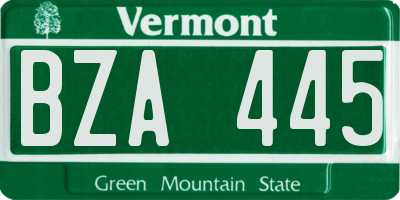 VT license plate BZA445