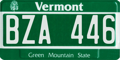 VT license plate BZA446