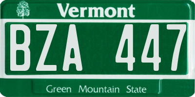 VT license plate BZA447