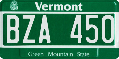 VT license plate BZA450