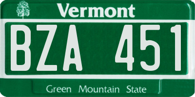 VT license plate BZA451