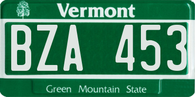 VT license plate BZA453