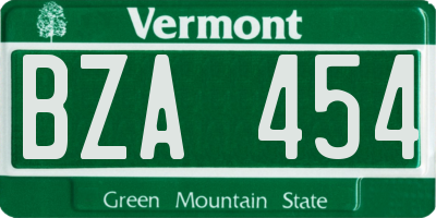 VT license plate BZA454