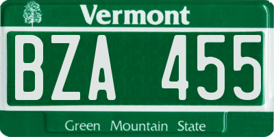 VT license plate BZA455