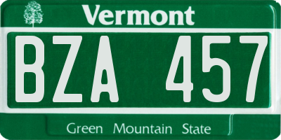 VT license plate BZA457