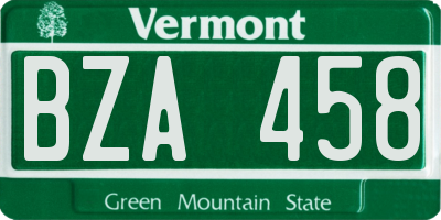 VT license plate BZA458
