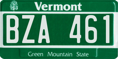 VT license plate BZA461
