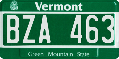 VT license plate BZA463