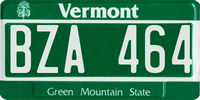 VT license plate BZA464