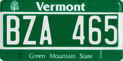 VT license plate BZA465