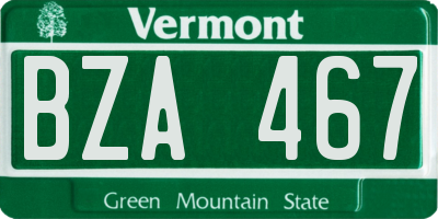 VT license plate BZA467