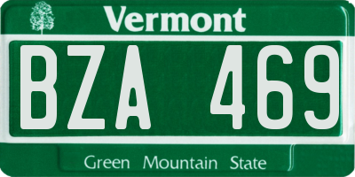 VT license plate BZA469