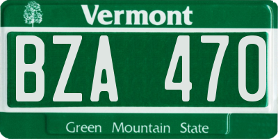 VT license plate BZA470