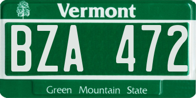 VT license plate BZA472