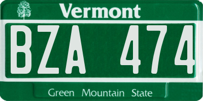 VT license plate BZA474