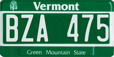 VT license plate BZA475