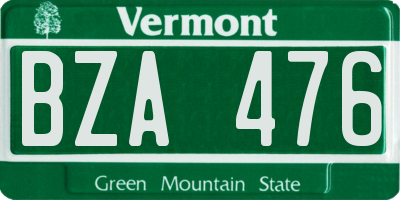 VT license plate BZA476