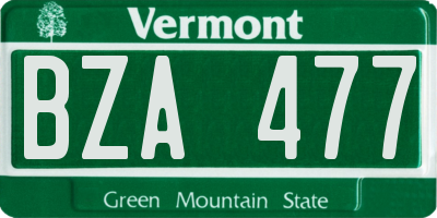 VT license plate BZA477