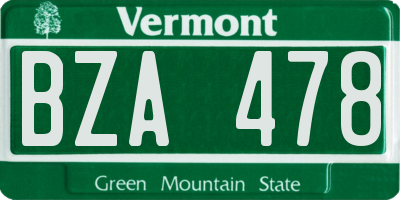 VT license plate BZA478