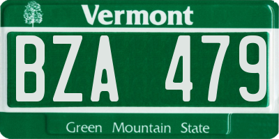 VT license plate BZA479