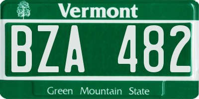 VT license plate BZA482