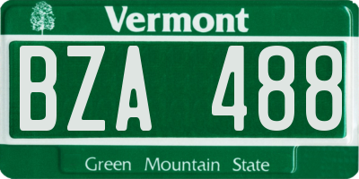 VT license plate BZA488