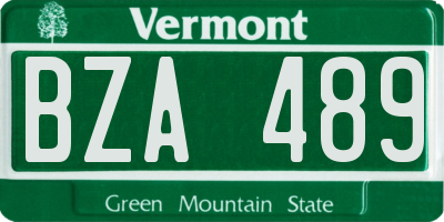 VT license plate BZA489
