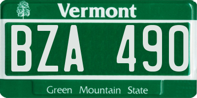 VT license plate BZA490