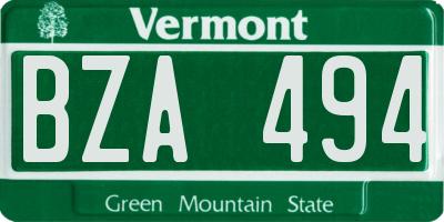 VT license plate BZA494