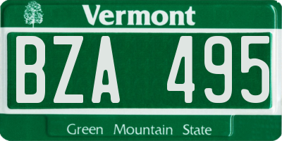 VT license plate BZA495