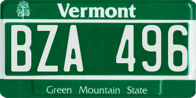 VT license plate BZA496