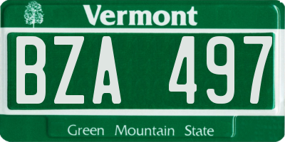 VT license plate BZA497
