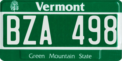 VT license plate BZA498