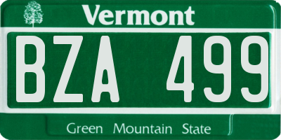 VT license plate BZA499