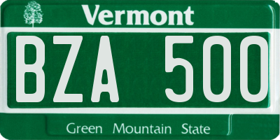VT license plate BZA500